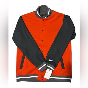 Nike Men's Bold Orange and Black Varsity Jacket